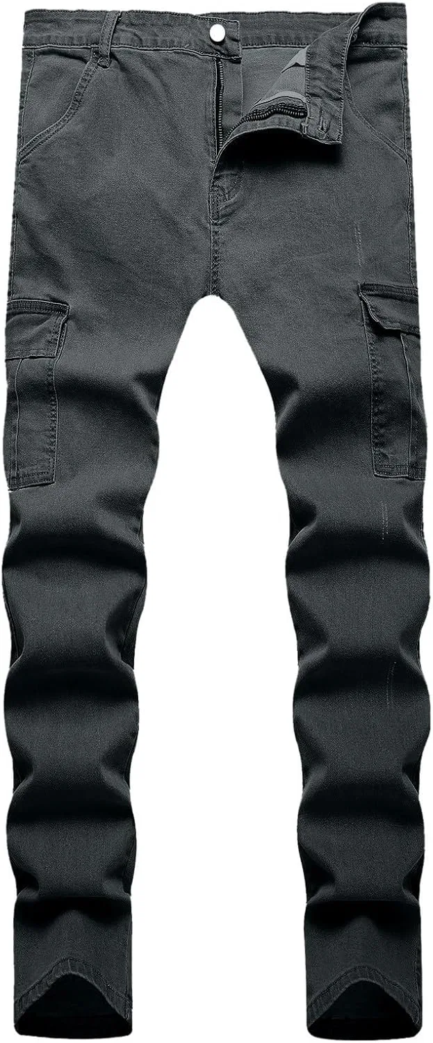 Джинсы, серые, Men's Cargo Slim Fit Stretch