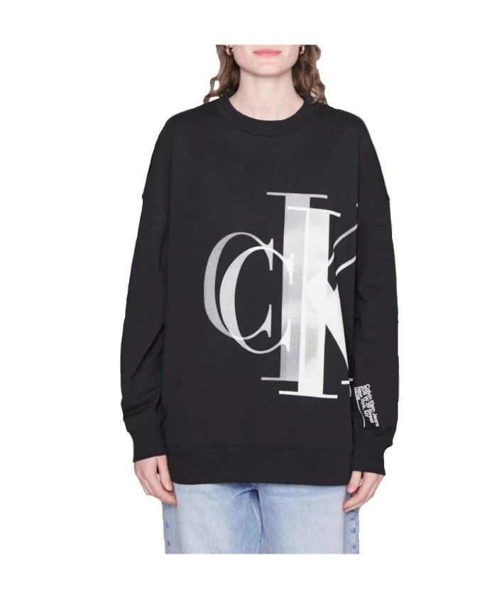 

Уютная черная толстовка оверсайз Calvin Klein, черный