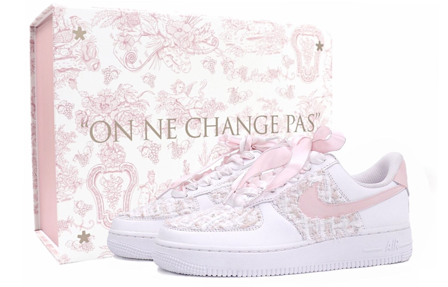 

Кроссовки Nike Air Force 1 Skateboard Shoes Women's Low-Top Pink/White, белый