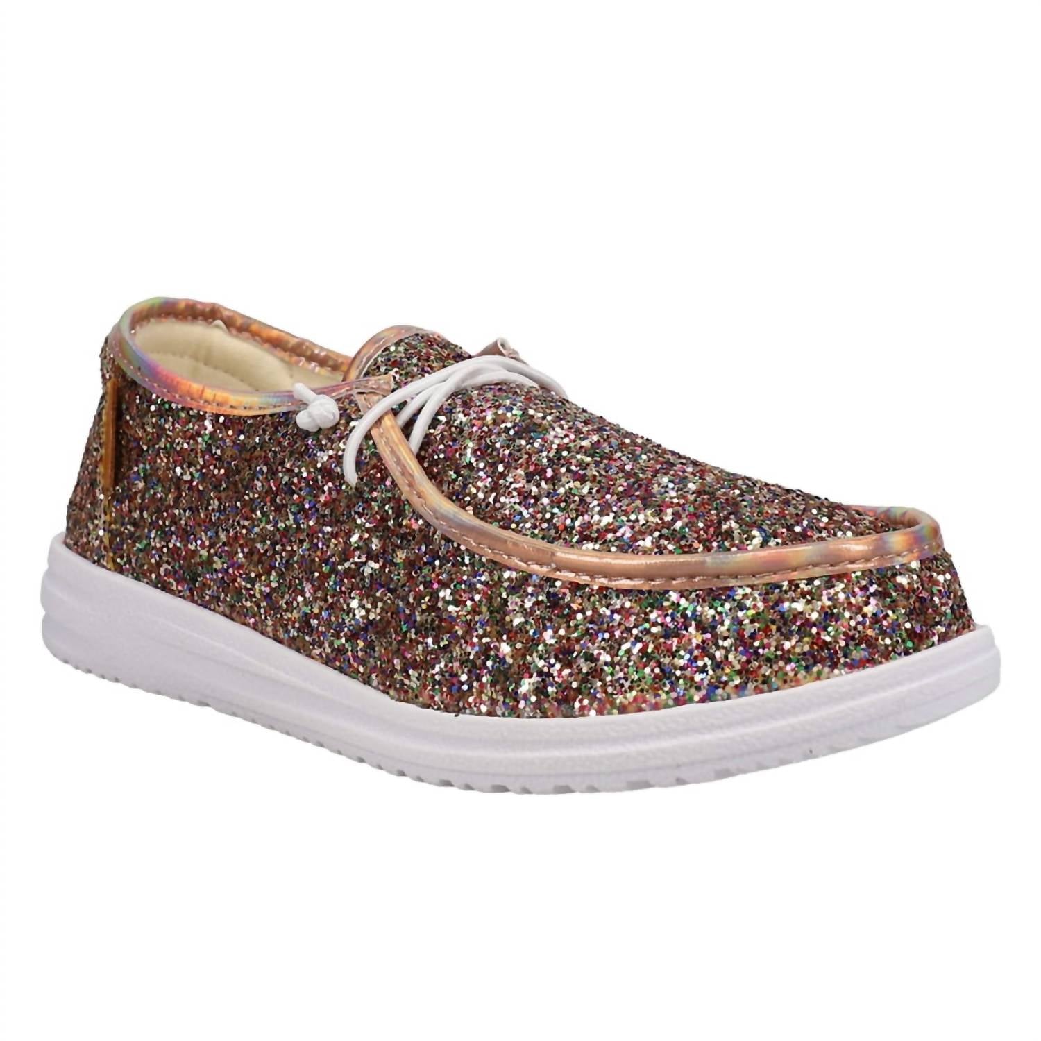 Женские повседневные туфли-каяки с розовым золотом и блестками Corkys Footwear — фото 3