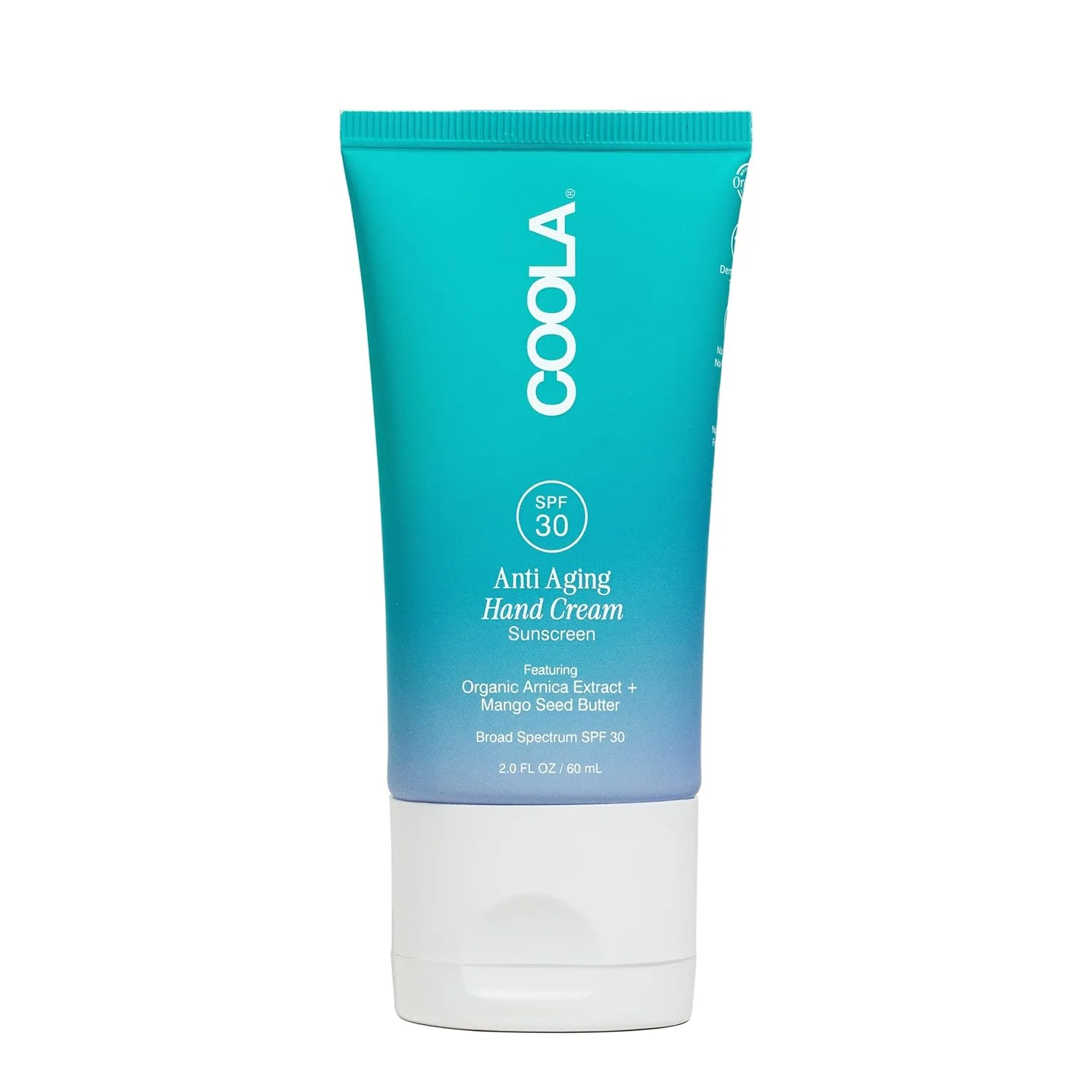 Антивозрастной крем для рук COOLA с SPF 30, протестирован дерматологами, содержит масло семян манго, витамин Е, органическую арнику, глубоко питает, заметно разглаживает кожу, 60 мл.