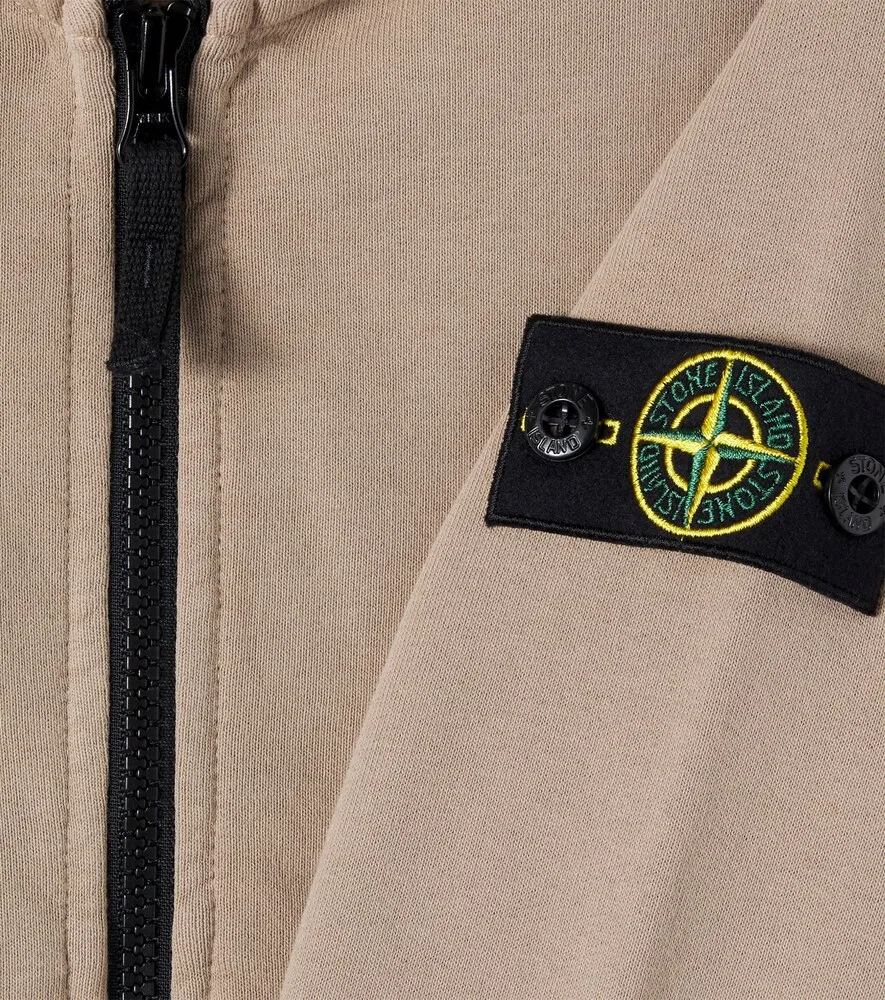 Толстовка на молнии из хлопкового трикотажа Compass Stone Island Junior, бежевый — фото 3