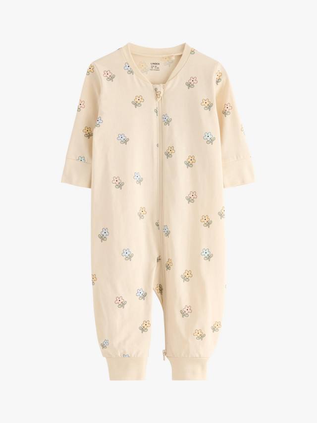 

Детский хлопковый комбинезон с цветочным принтом Lindex, Light Beige