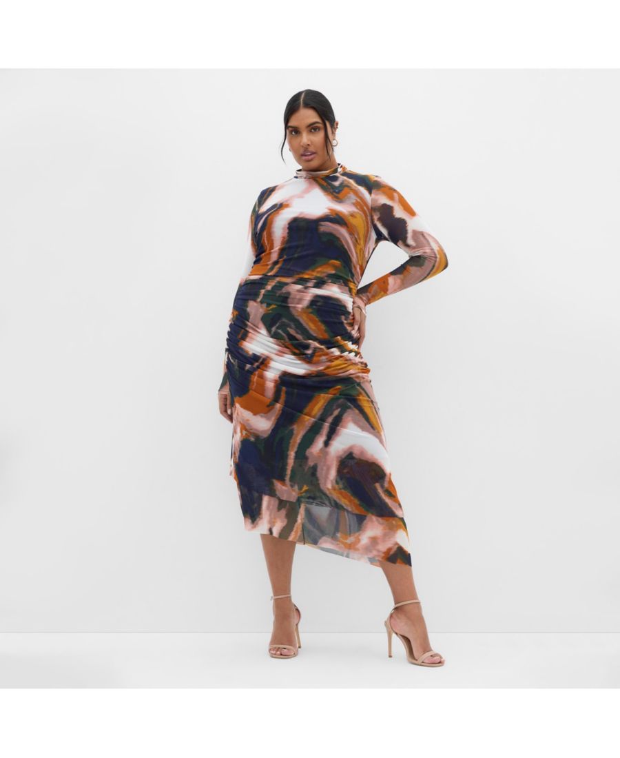 

Платье большого размера с принтом Zia и сборками CITY CHIC, Glaze