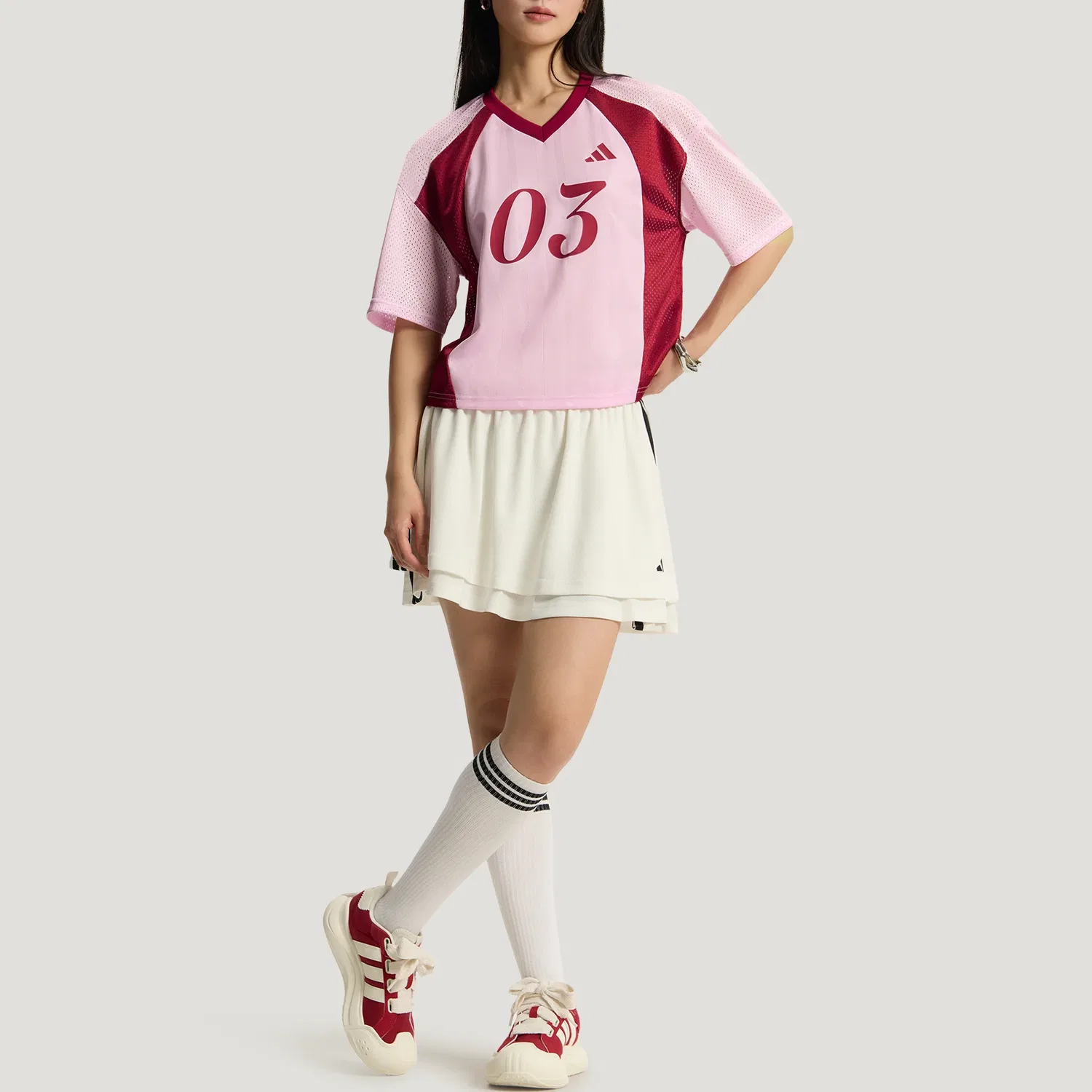 Футболка женская с V-образным вырезом Adidas Clear Pink — фото 4