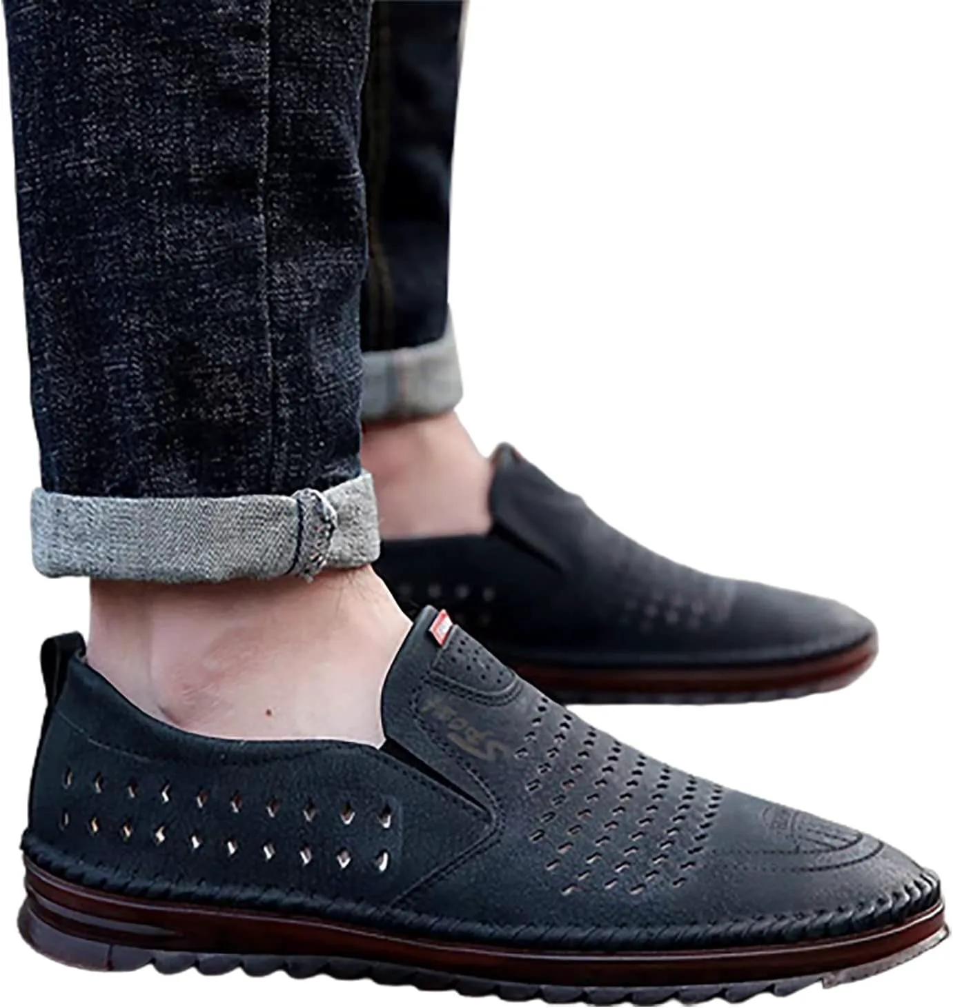 

Новая коллекция 2023 года: повседневная мужская обувь для иностранной торговли, модные туфли с вырезами, пустые туфли, летние дышащие кожаные мужские туфли, повседневные ботинки Generic, хаки