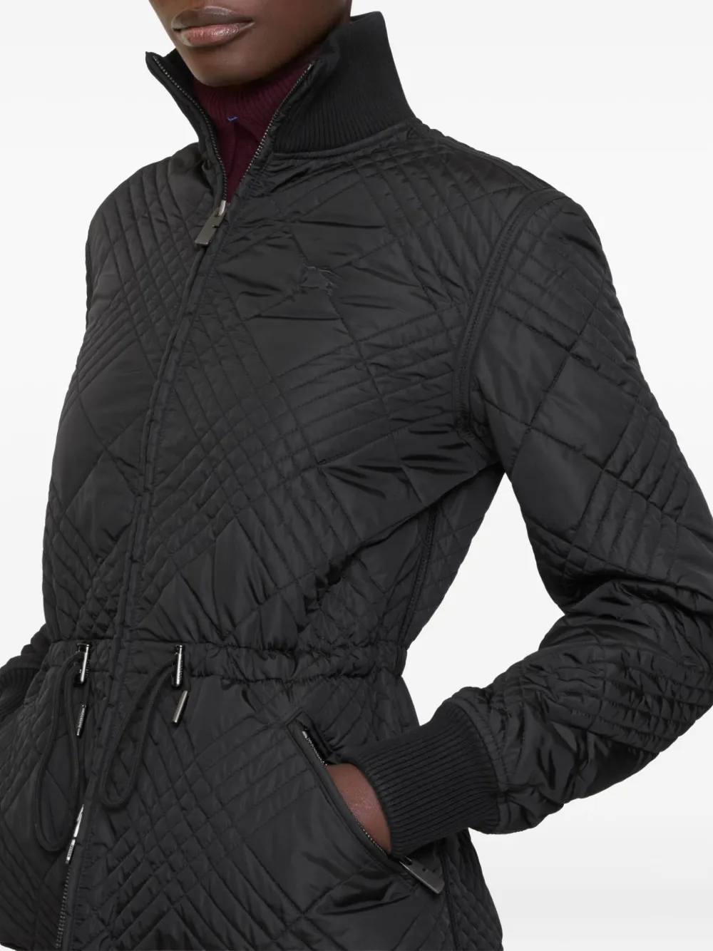 Куртка BURBERRY, женская, клетка с декоративной строчкой, черный — фото 3