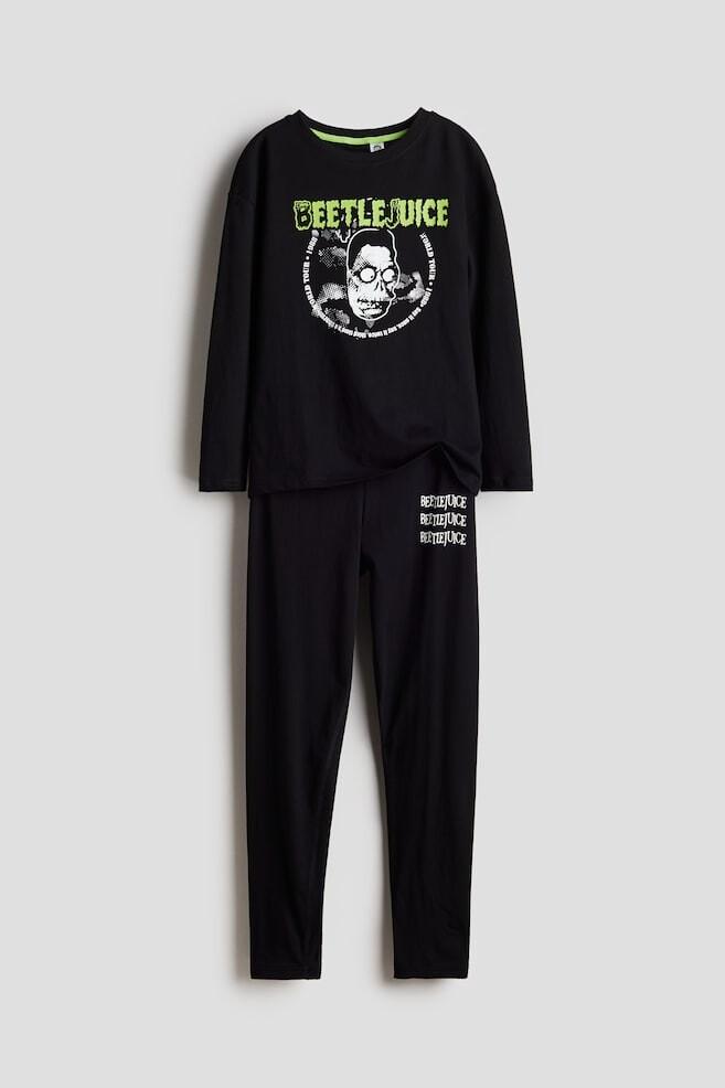 

Хлопковая пижама с принтом H&M, черный