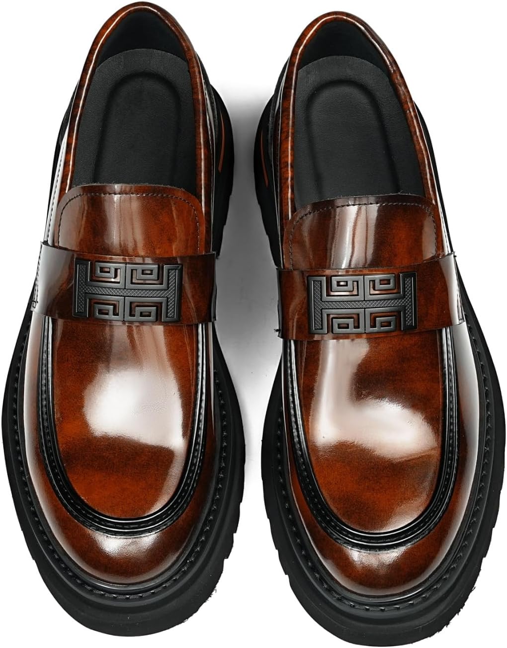 

Мужские классические лоферы Neweyesee, с отделкой под обожженную кожу, низкие туфли с металлической фурнитурой, коричневые