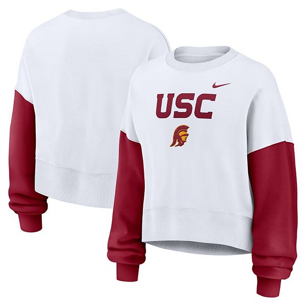 

Женский белый oversized кроп-свитшот usc trojans color-block Nike