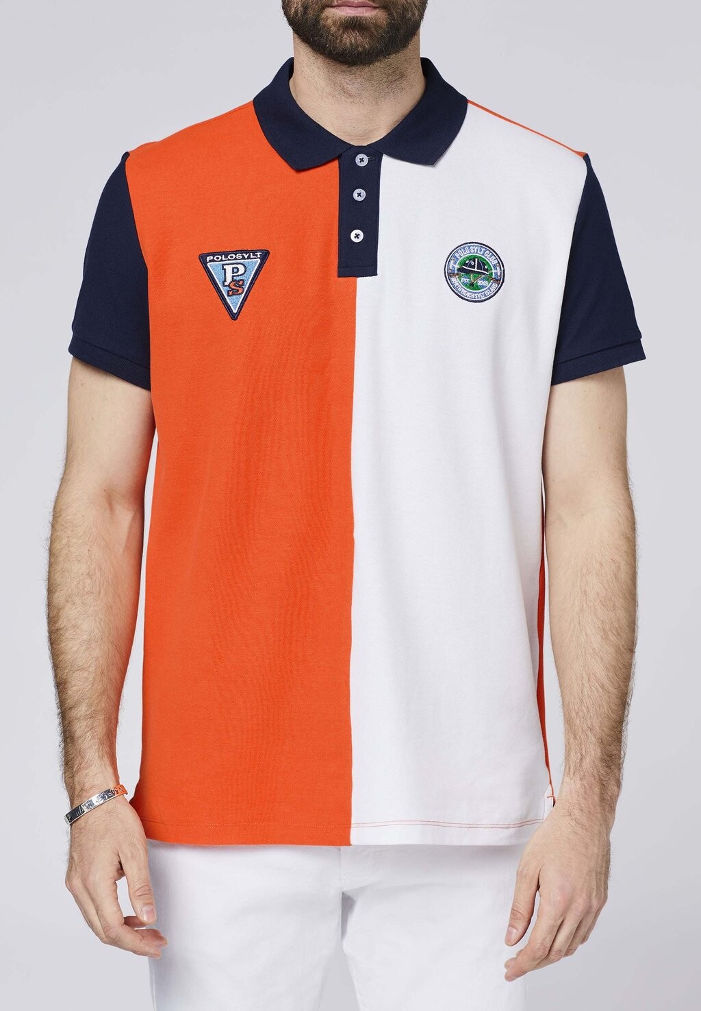 

Рубашка-поло Optik Mit Patches Polo Sylt, оранжево-белая