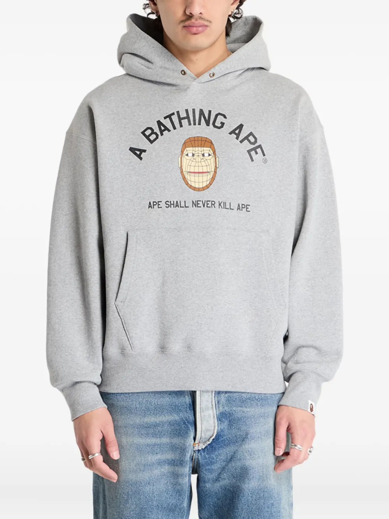 

Толстовка с капюшоном BATHING APE с полигональной головой обезьяны A Bathing Ape, серый