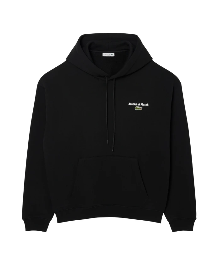 

Черная толстовка с принтами в теннисном стиле. Lacoste, черный