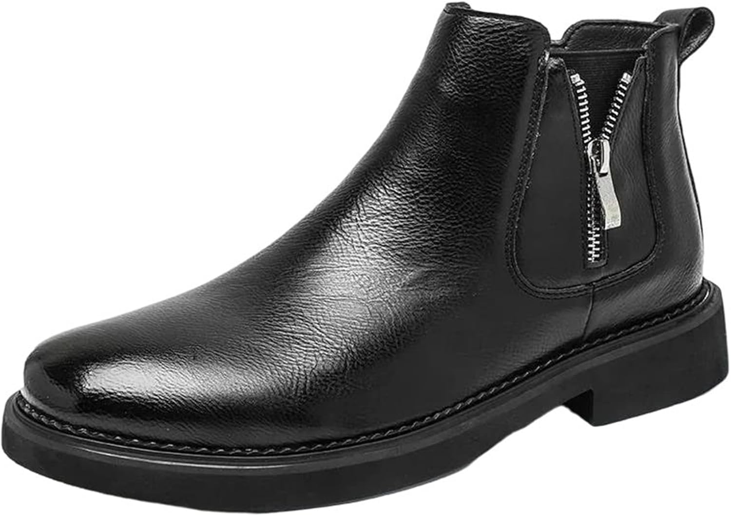 

Мужские модные ботинки с эластичным боком, на щиколотке, на средний сезон, из натуральной кожи, с молнией, облегающего кроя, классического стиля, удобные для прогулок Generic, V01