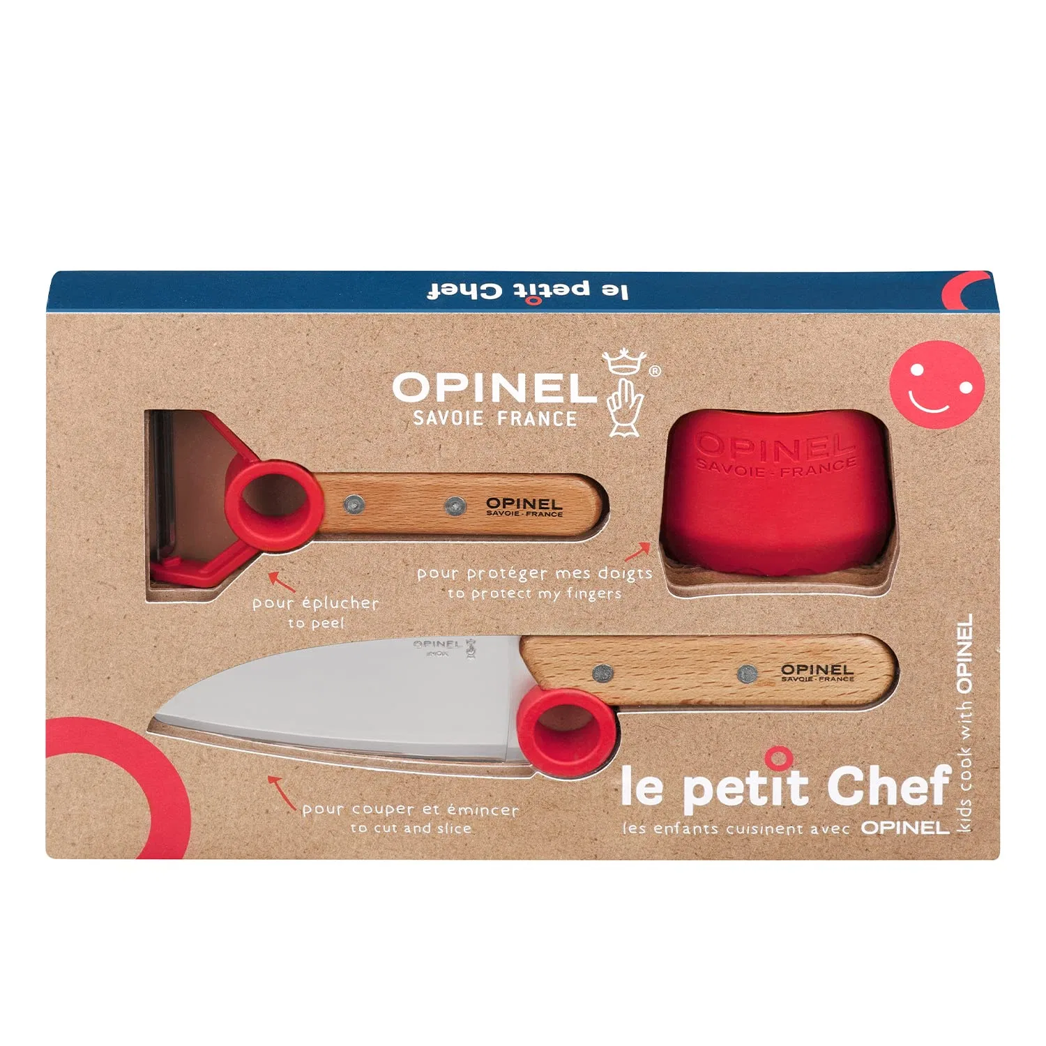 Детский набор поварских ножей «Le Petit Chef» из 3 предметов, красный, от OPINEL