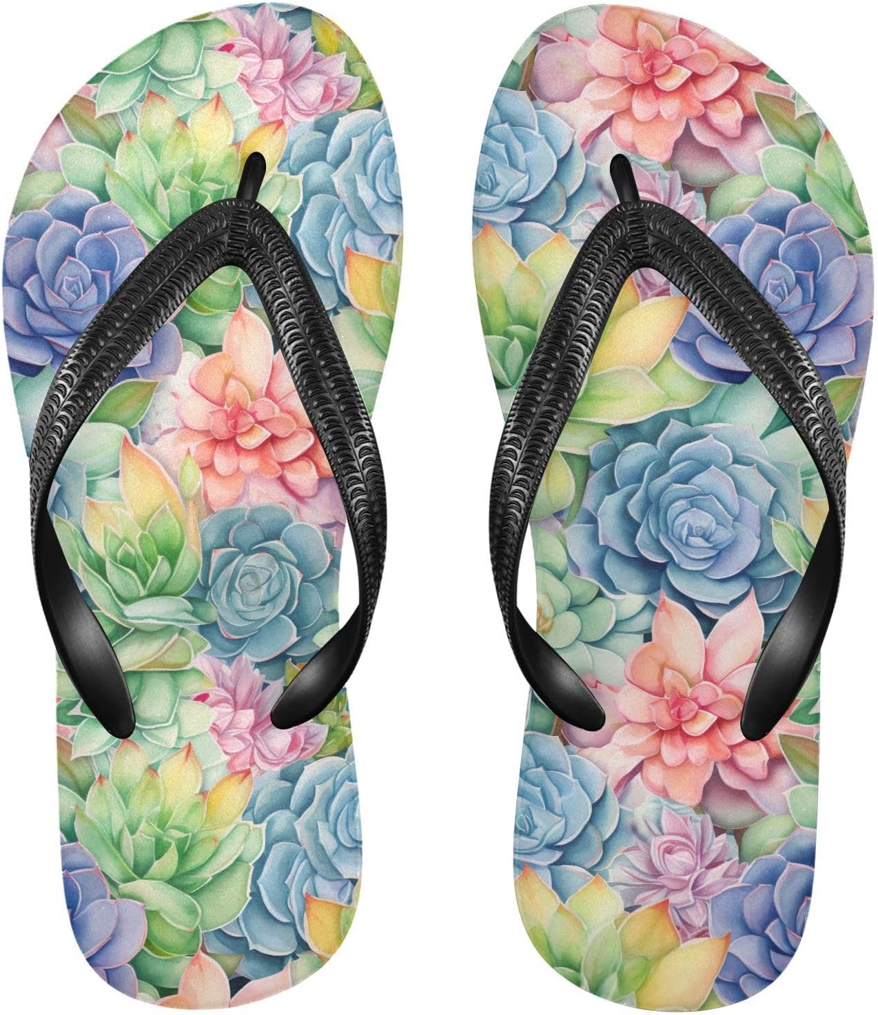 

Женские и мужские удобные пляжные шлепанцы SPRIPORT с акварельным суккулентом-кактусом, тонкие сандалии на мягкой подошве с противоскользящей резиновой подошвой для прогулок по пляжу летом, Multicoloured