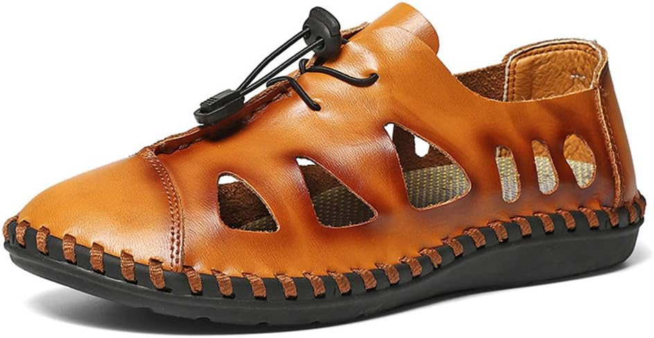 

Мужские походные кожаные сандалии Asifn, летние рыбачьи сандалии с воздухопроницаемой сеткой и водоотталкивающей подошвой, желтый