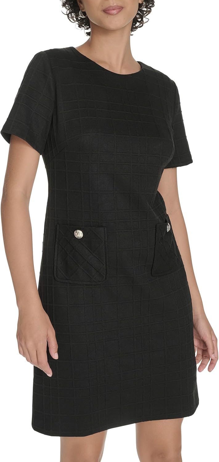 

Женское мини-платье Tommy Hilfiger с короткими рукавами и высоким воротом, на пуговицах, Black