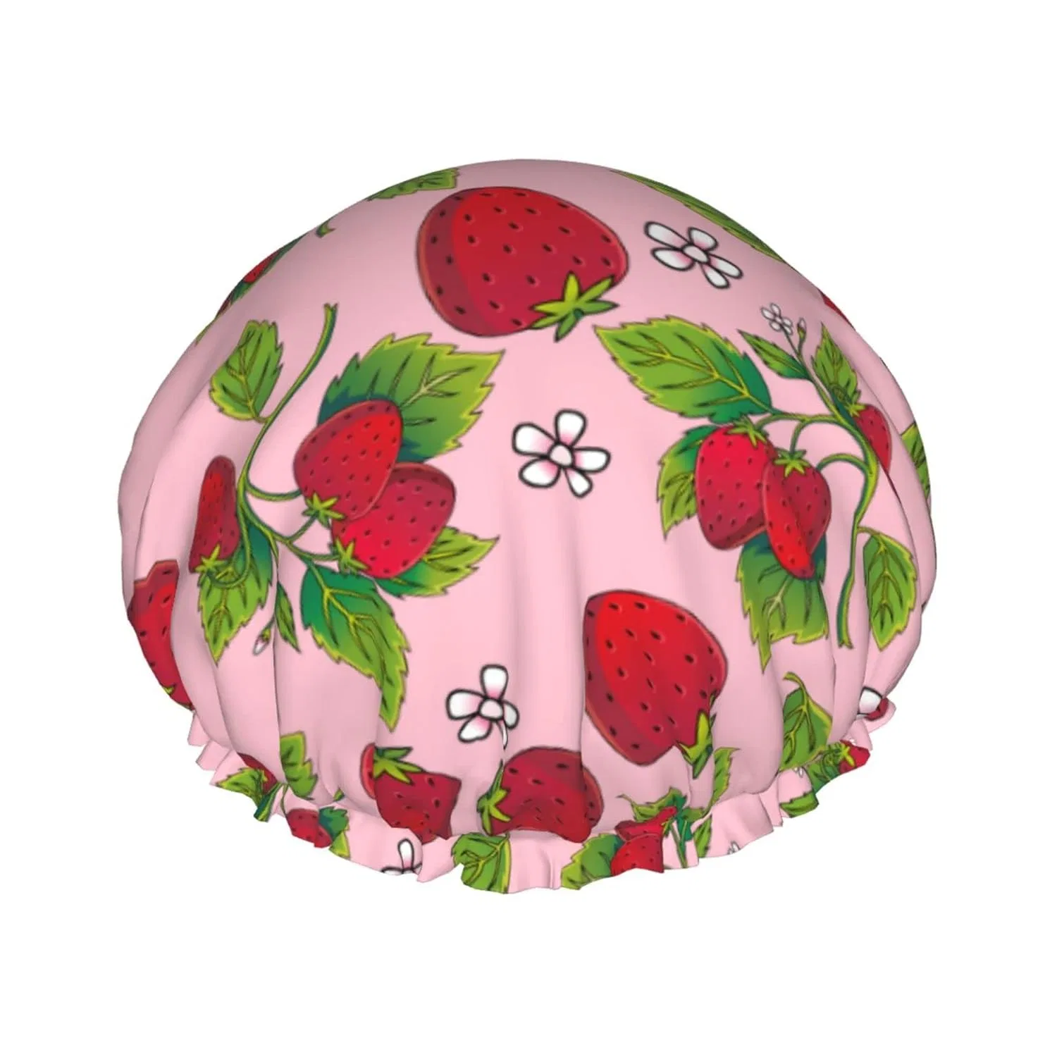 Детская шапочка для плавания с клубничным цветком, многоразовая Oudrspo, Red Strawberry Flower