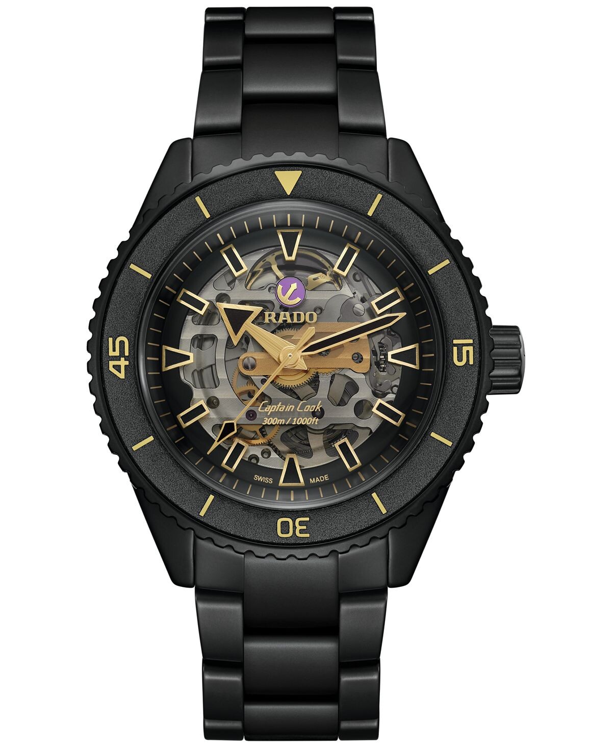 

Мужские швейцарские автоматические часы Captain Cook из черной высокотехнологичной керамики с браслетом, 43 мм, ограниченная серия Rado