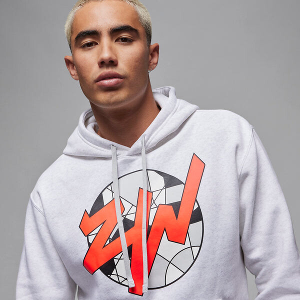 Толстовка Air Jordan Zion Fleece Pullover Hoodie 'Light Grey', серый — фото 2