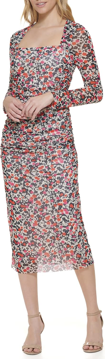 

Женское платье-футляр Tommy Hilfiger с длинными рукавами и вырезом-лодочкой, Parchment Multi