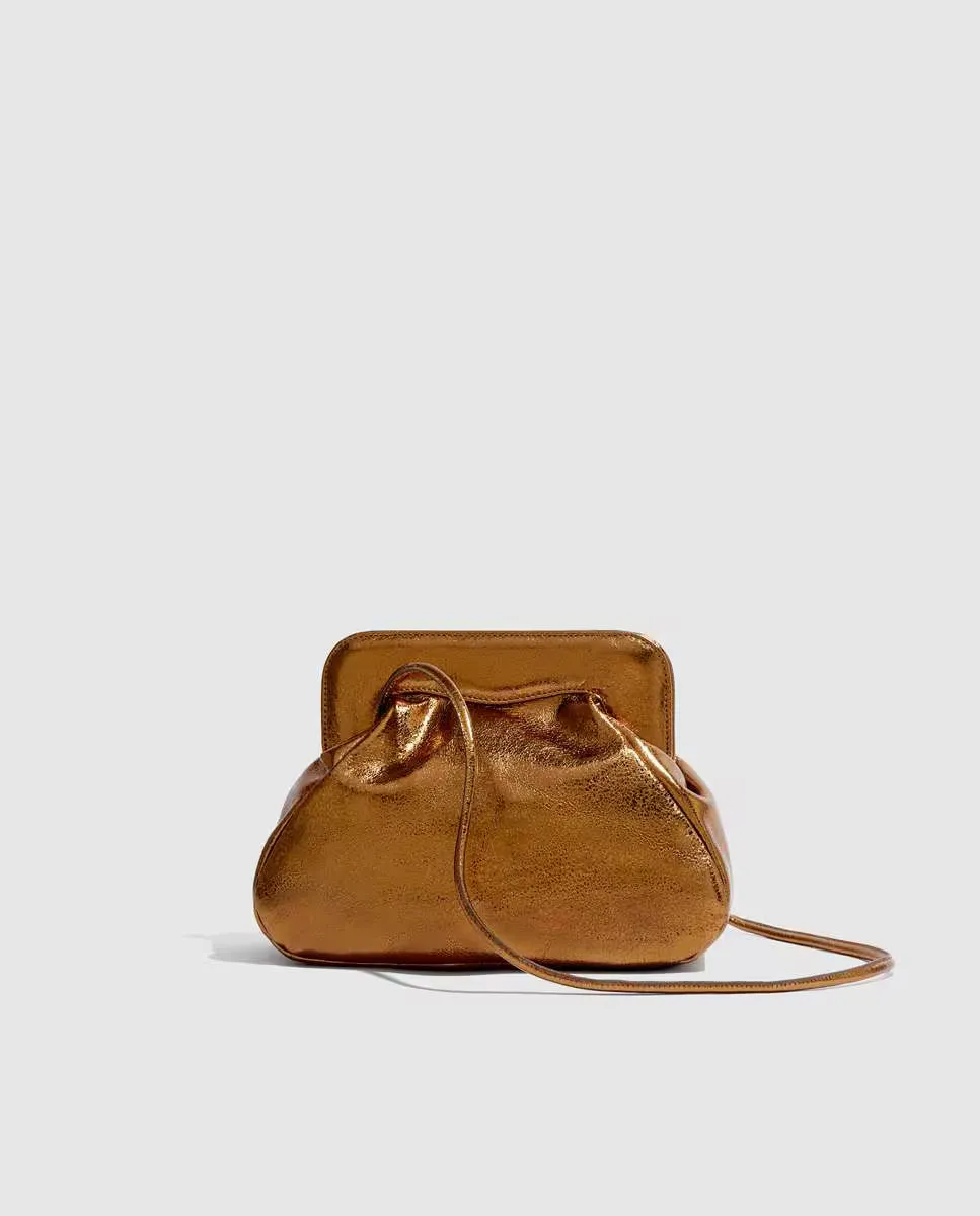 

Женская бронзовая сумка на плечо из бычьей кожи с длинной ручкой Phialebel, золотой