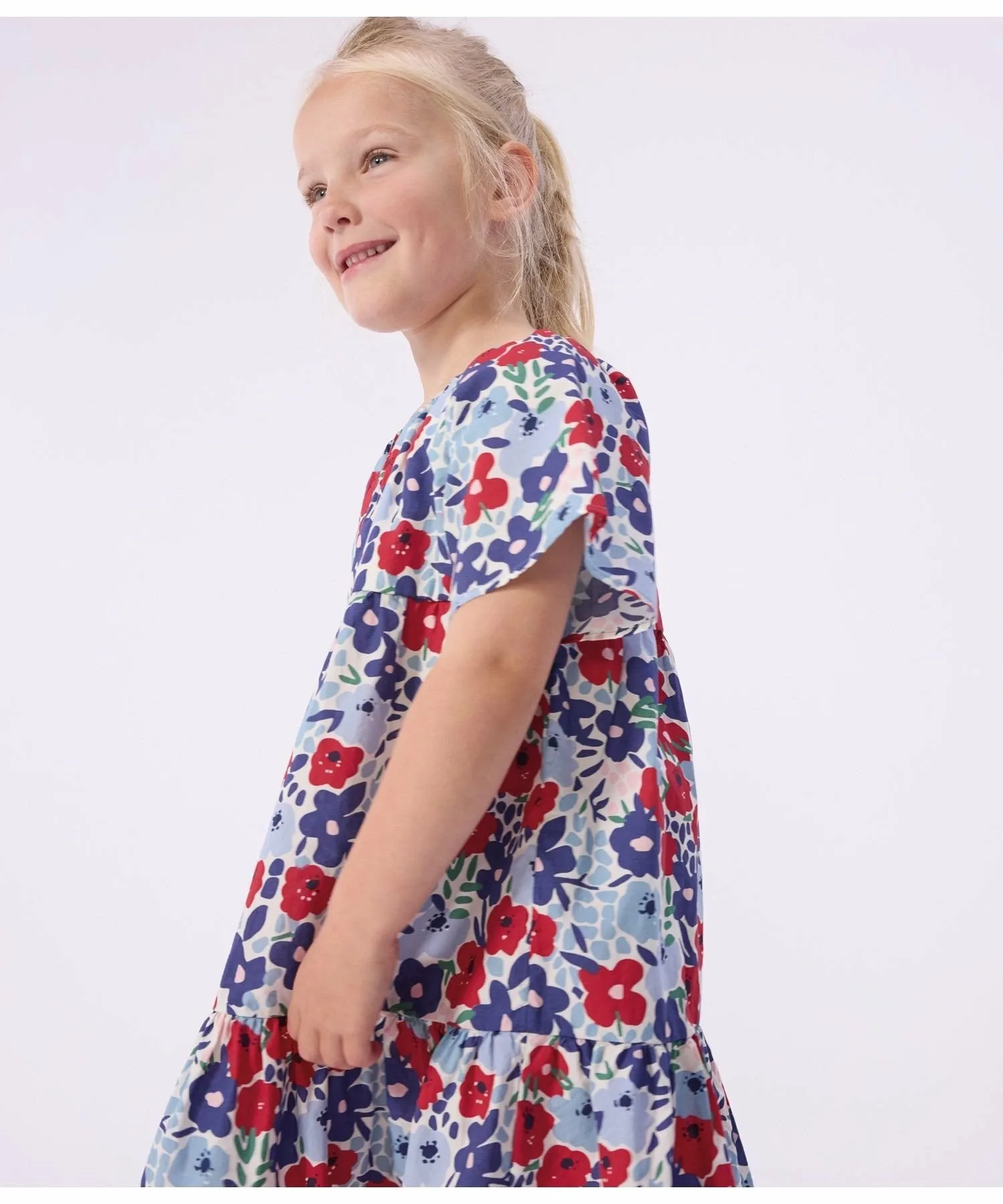 Платье с цветочным принтом PETIT BATEAU, Off-white/multicolor — фото 3