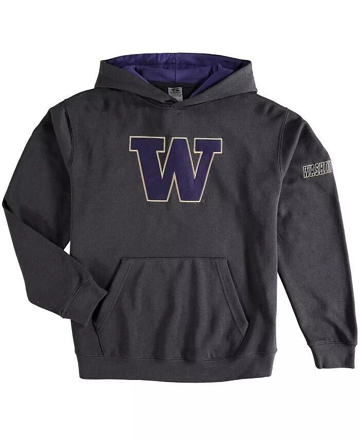 

Темно-серый пуловер с капюшоном и большим логотипом Big Boys Washington Huskies Stadium Athletic, серый