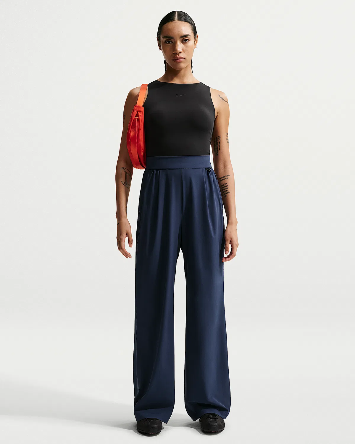 Женские штаны Nike 24.7 PerfectStretch Dri-FIT с высокой посадкой, свободные широкие, Midnight Navy/Dark Obsidian