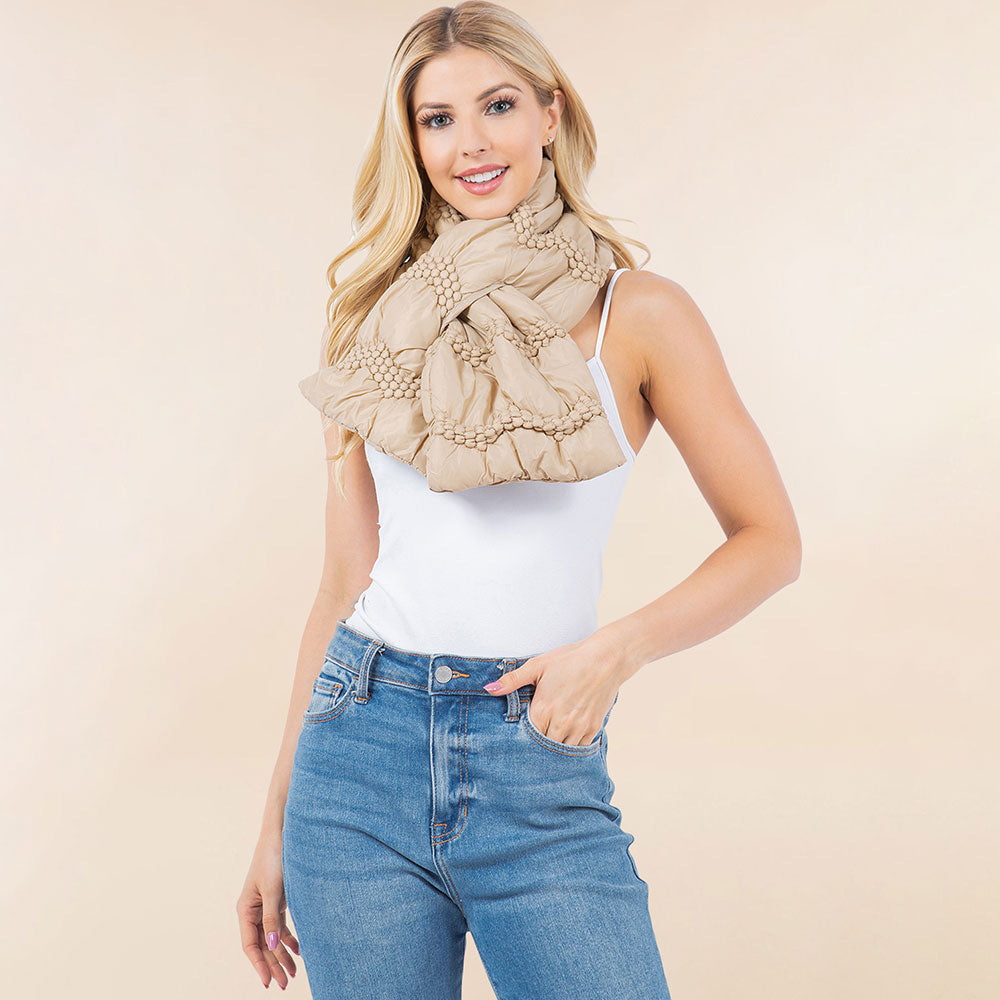 

Уютный зимний стеганый шарф-пуховик Truedames, бежевый