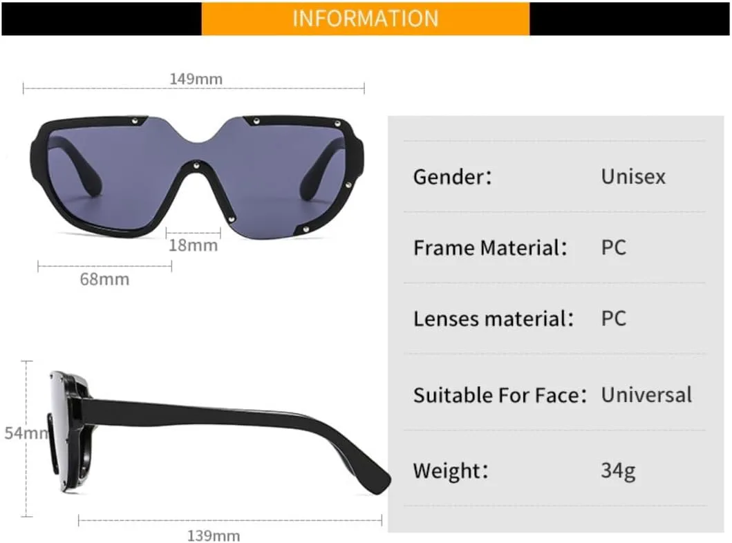 

Солнцезащитные очки для мужчин и женщин - защита UV400 - двухцветная безободковая оправа в стиле панк для занятий спортом на открытом воздухе и вождения DSVIGF, Beige