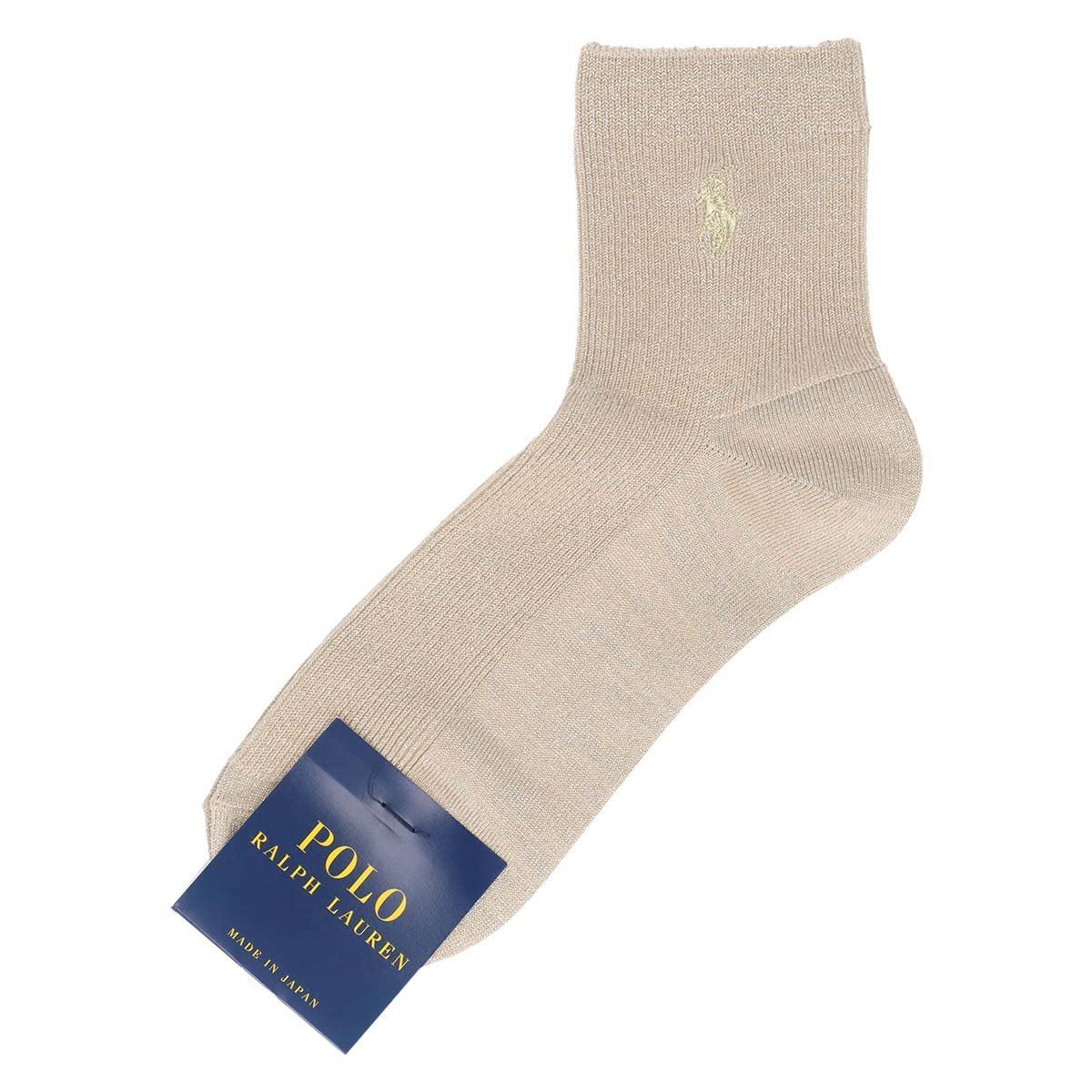 Носки с блестящим волнистым краем и золотой вышивкой, длиной до колена. Polo Ralph Lauren, 21. Beige — фото 2