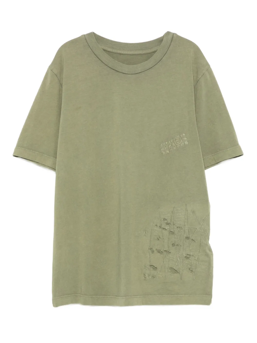 

Футболка с вышитыми деталями MM6 Maison Margiela Kids, зеленый