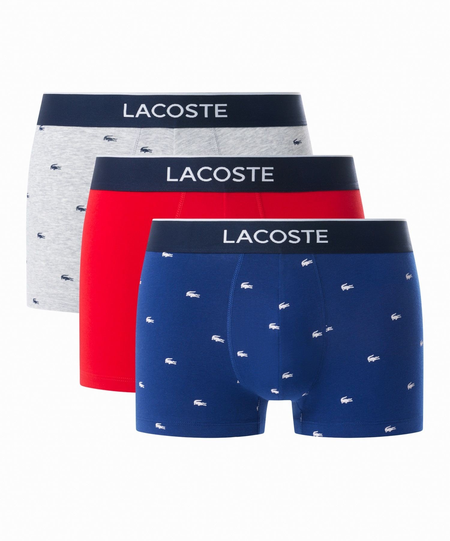 Комплект из 3 трусов-боксеров из эластичного хлопка с принтом LACOSTE, Navy