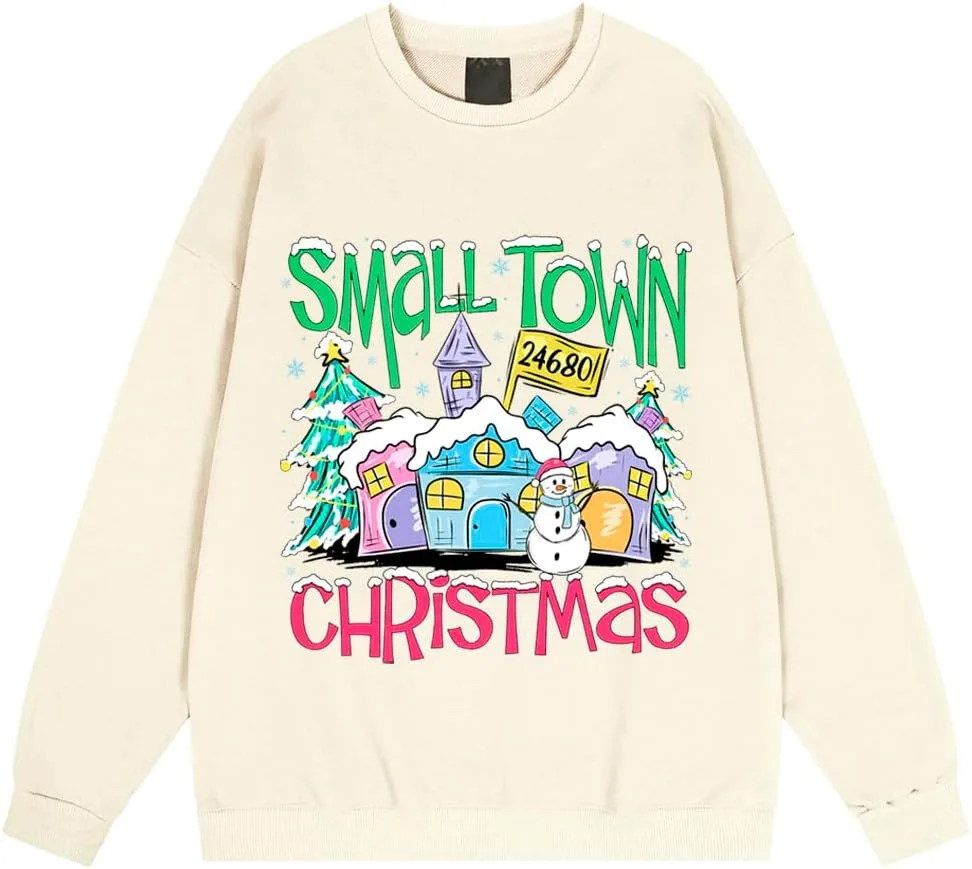 

Small Town Christmas Sweatshirt Small Town Christmas Hoodie Long Sleeve Shirts For Women men Kzggs