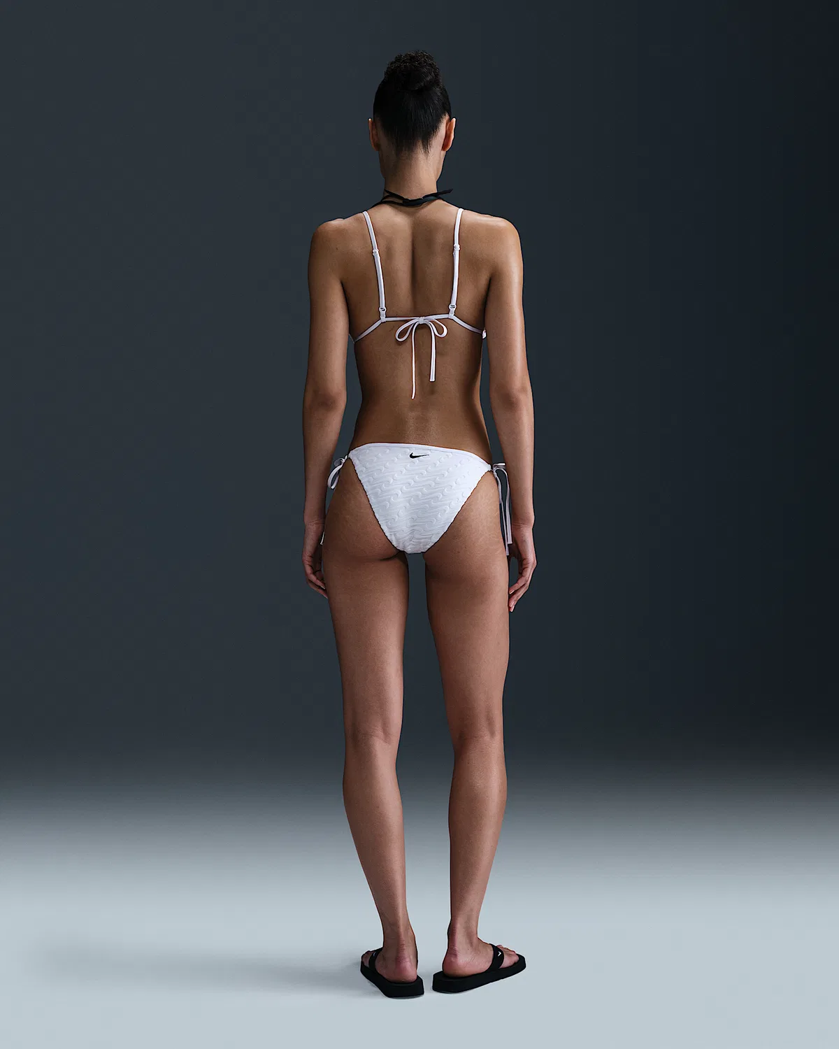 Женские бикини-шорты Nike Swim с махровой текстурой и завязками, White — фото 4