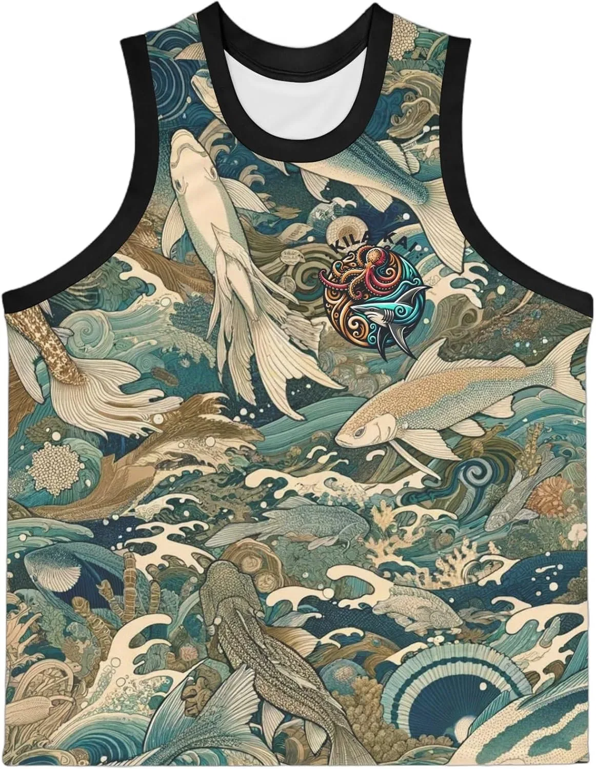 Kila Kai Майка CamoKoi Ringer, спортивная майка, одежда для спортзала, Black Rib