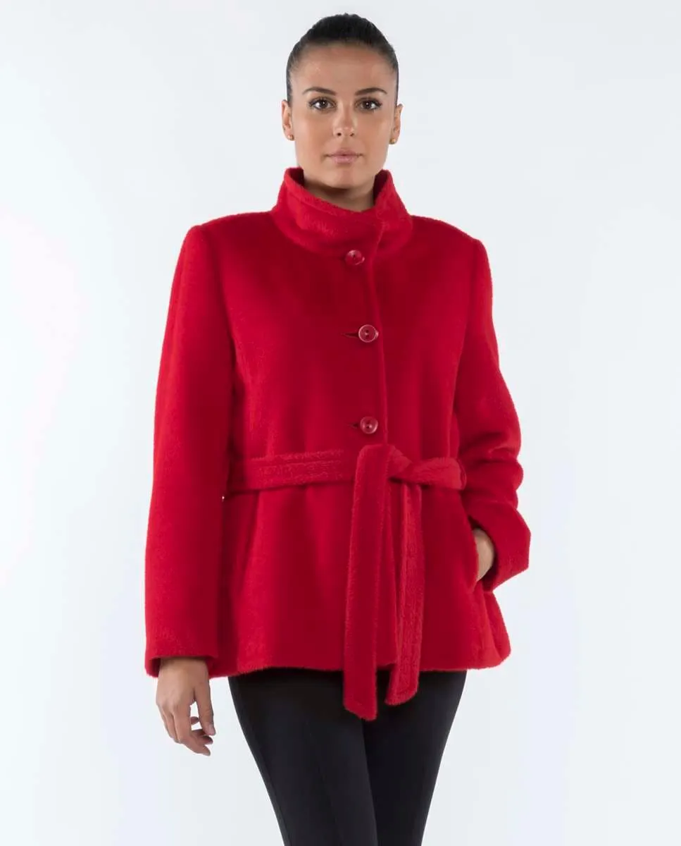 

Женская куртка с воротником-стойкой и поясом Fsh, красный