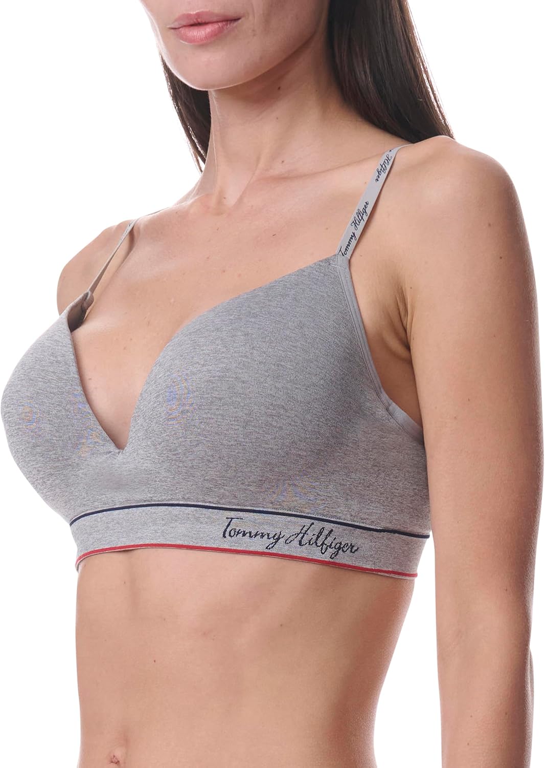 Женский бесшовный бюстгальтер-бралетт Tommy Hilfiger со слегка подкладкой и без косточек, Heather Grey — фото 2
