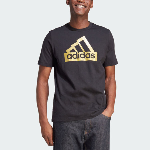 Футболка adidas Sportswear Future Icons Metallic T-shirt 'Black Gold', черный — фото 2