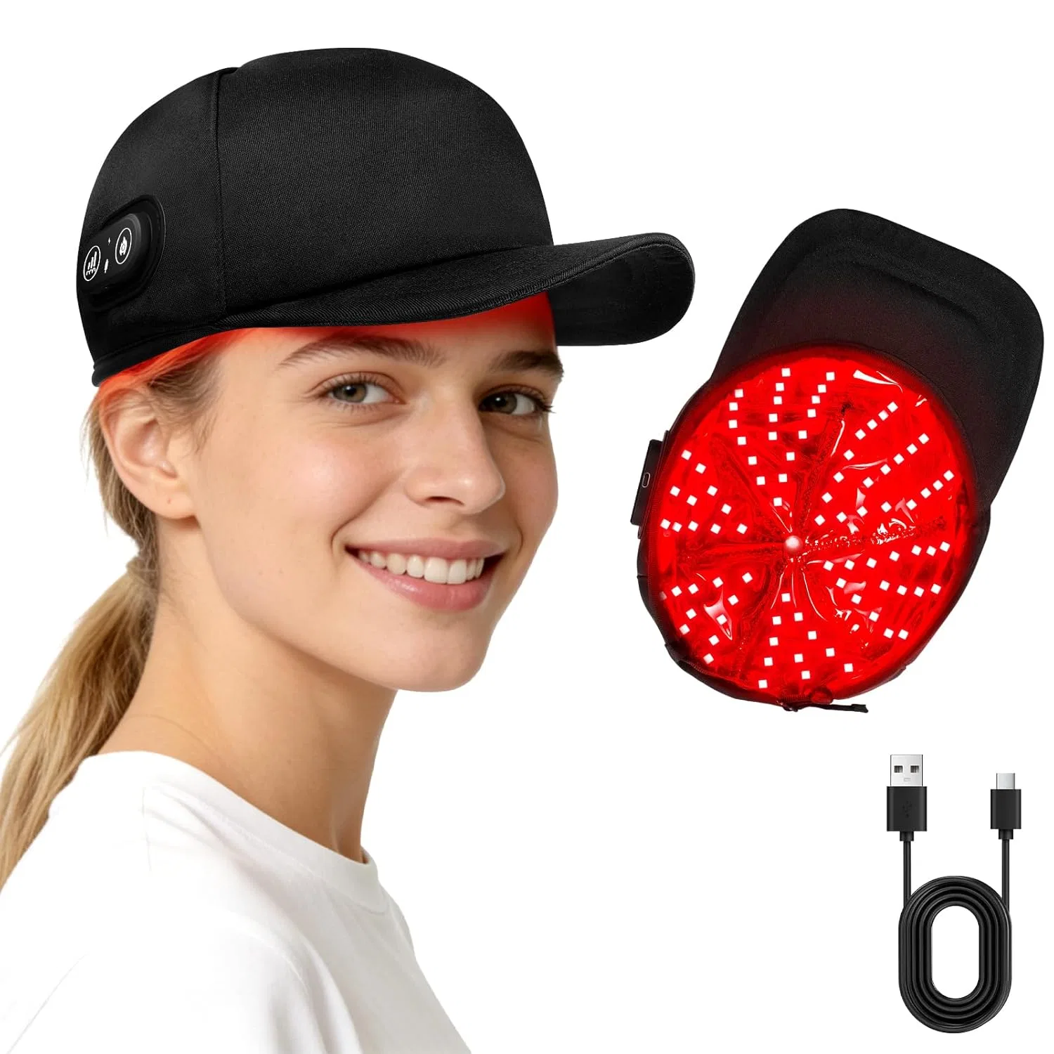 Шапочка для роста волос с красным светом, 216 LED, перезаряжаемая ‎I Therau
