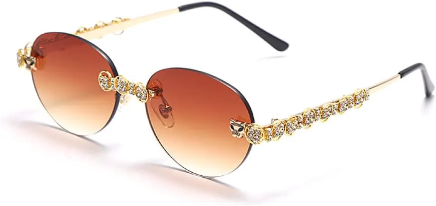 

Женские солнцезащитные очки без оправы, прямоугольные, в стиле стимпанк, с кристаллами, винтажные, со стразами, защита от ультрафиолета UV400 generic, B2