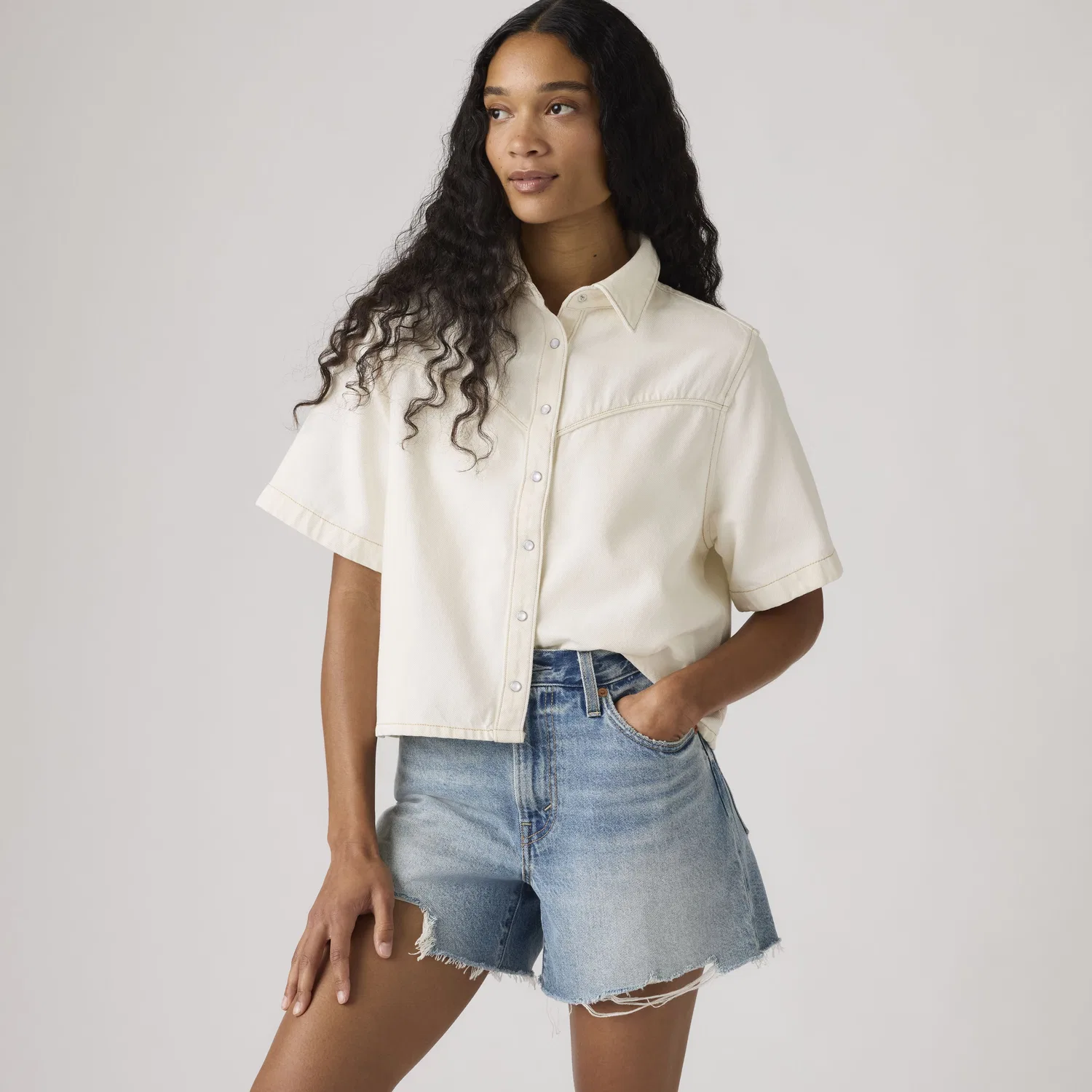 Джинсовая рубашка с коротким рукавом Logan Levi's, White