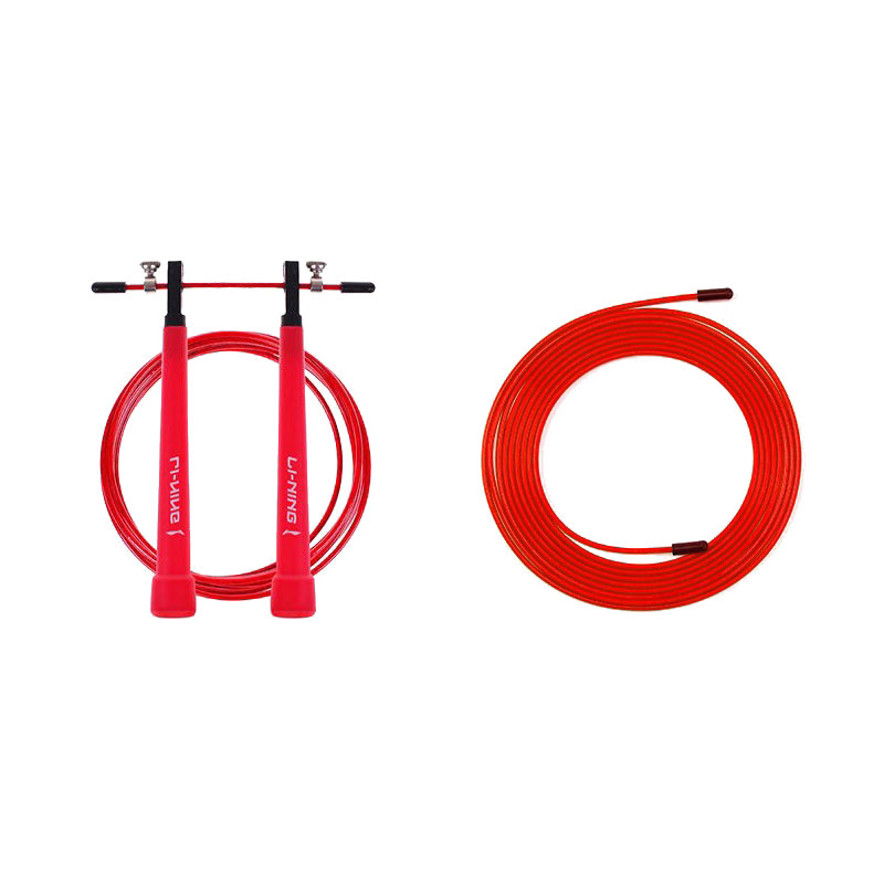 

Скакалка для скоростных тренировок материал троса pvc стальной трос, материал рукоятки pvc для учеников LINING, Red+Spare Cord