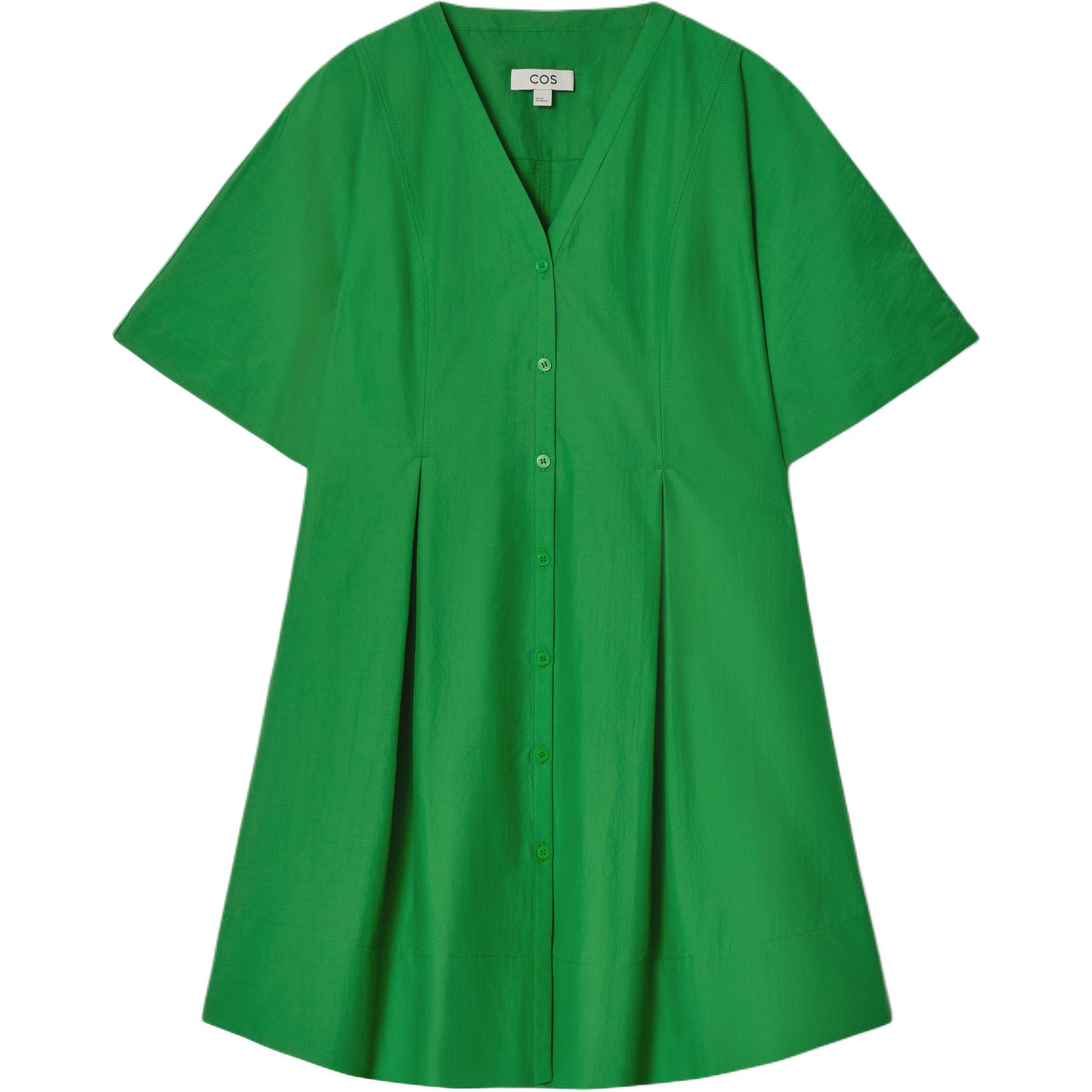 

COS Женское зеленое платье с короткими рукавами