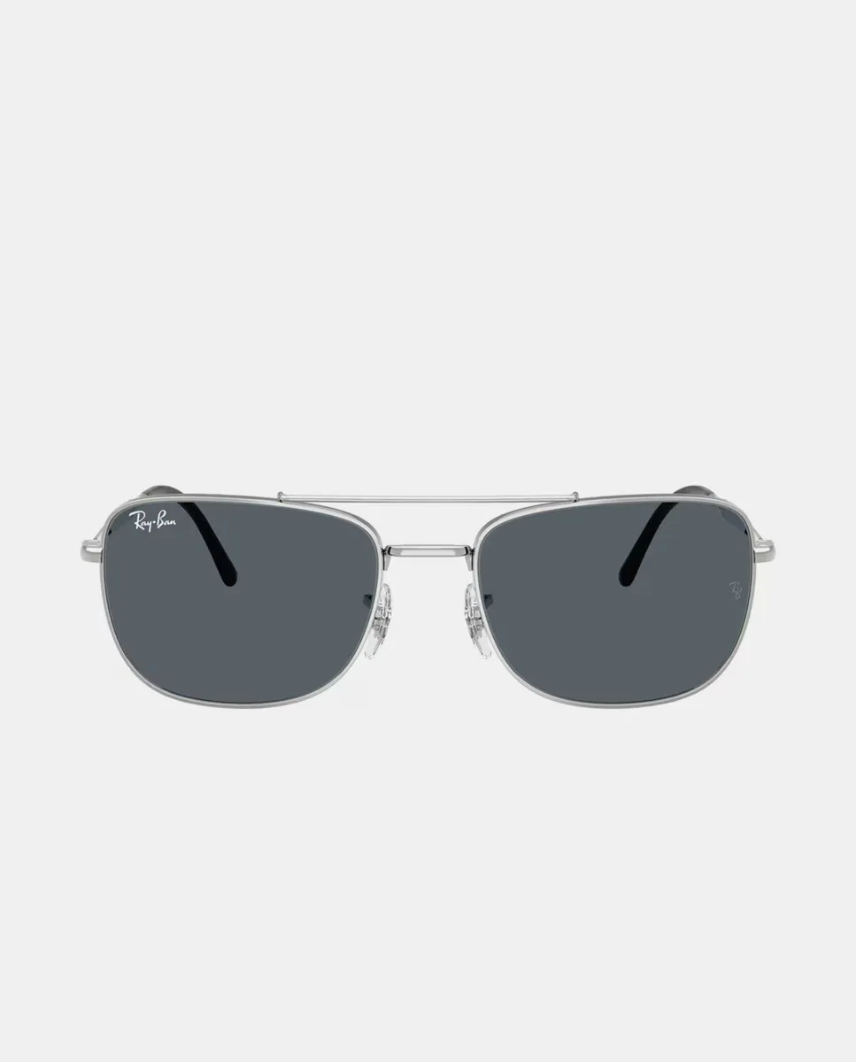 

Унисекс прямоугольные солнцезащитные очки с металлической оправой Ray-Ban, серебряный