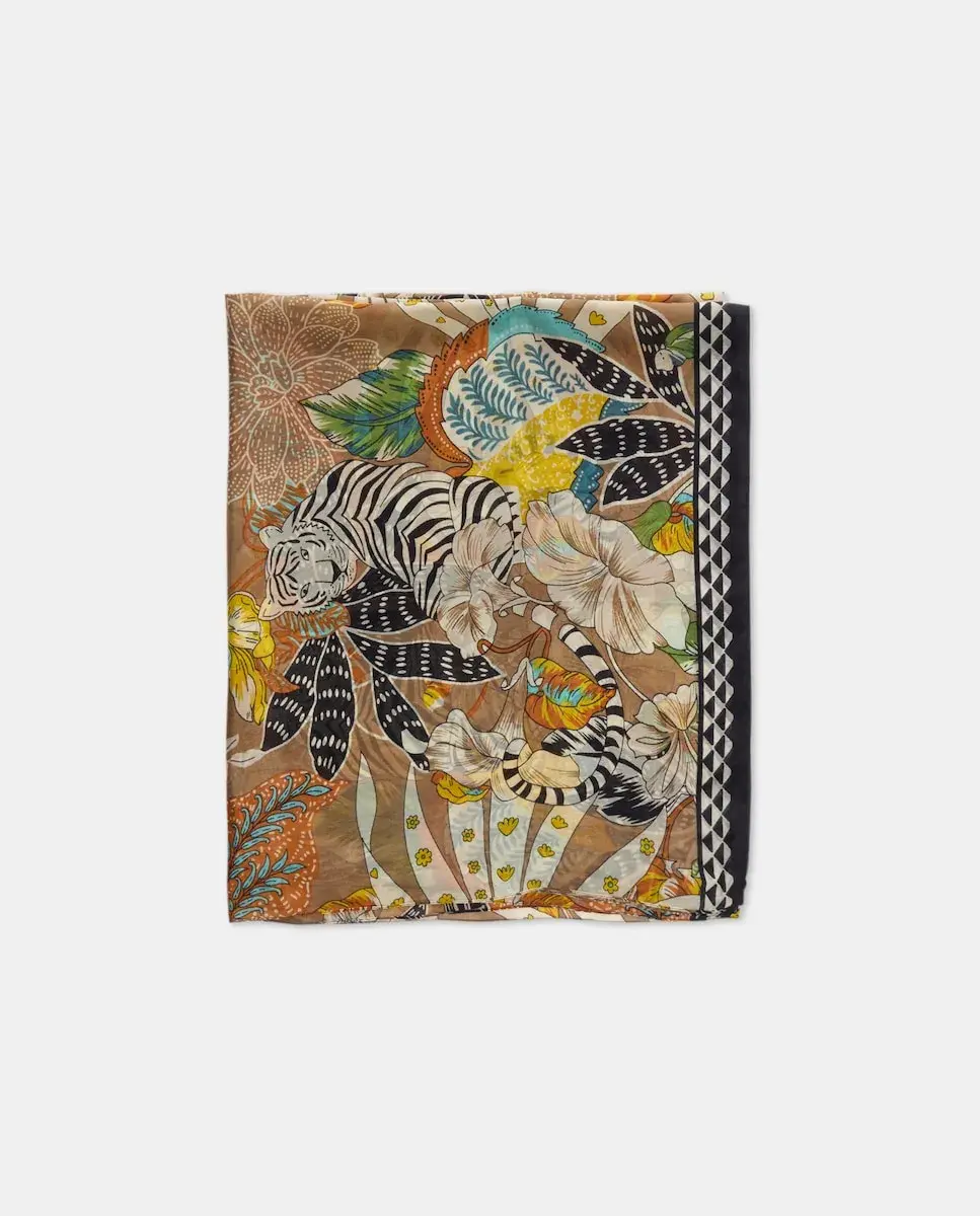 

Шелковый шарф Colores Otoño, бежевый