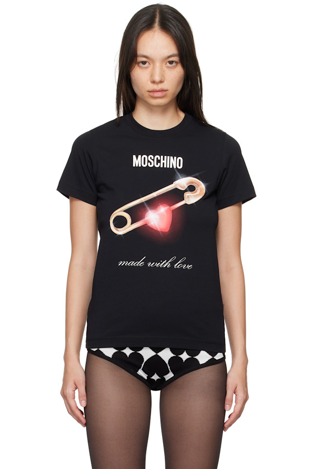 

Футболка с булавкой в виде сердца Moschino, черный