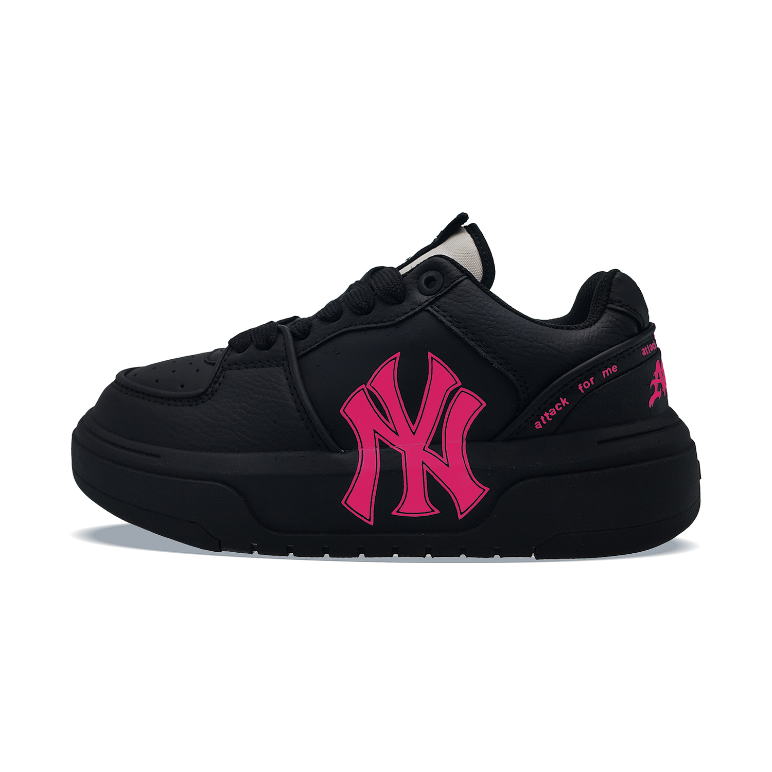 

MLB Низкие скейтбордистские кроссовки Chunky Liner, унисекс, черный с розовым подкладкой